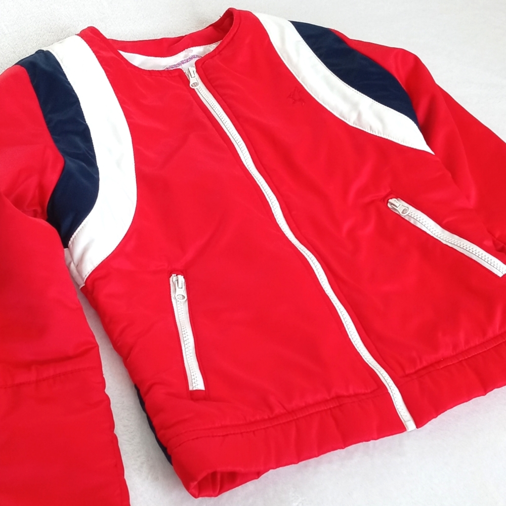 Red With Racer Stripes Winter Puffer/ Ski Snow Coat S - Picture 2 of 16